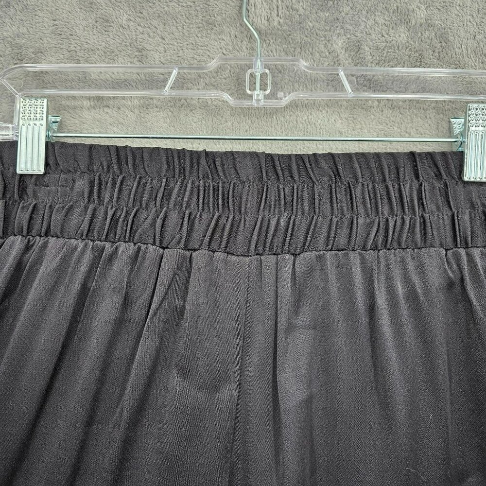 1 State On Point Satin Shorts S Black Flat Front Elastic Waist Zip High Rise New - Picture 6 of 12